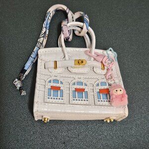 Mini purse bag charm with tiny labubu charm